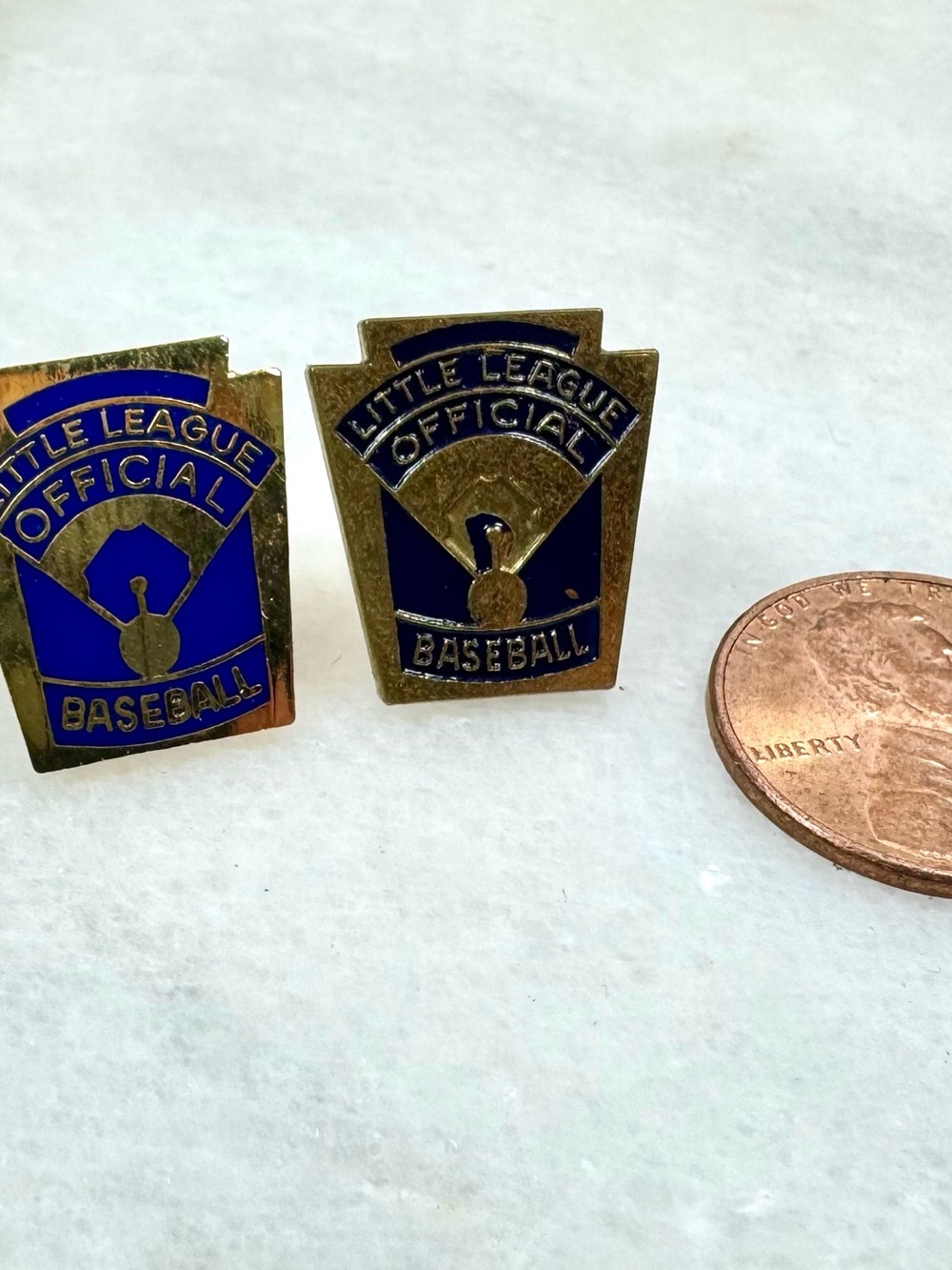 2 Official Baseball Enamel Pin - Blue and Gold Vintage